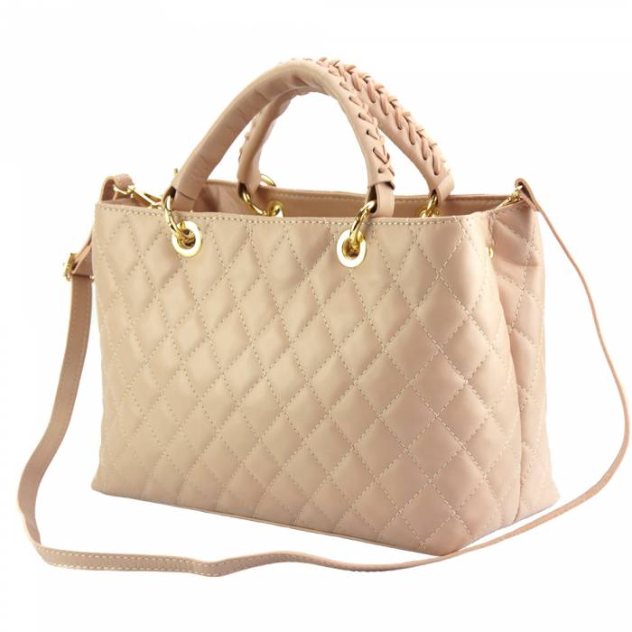 Sac à main matelassé en cuir véritable italien Letizia 