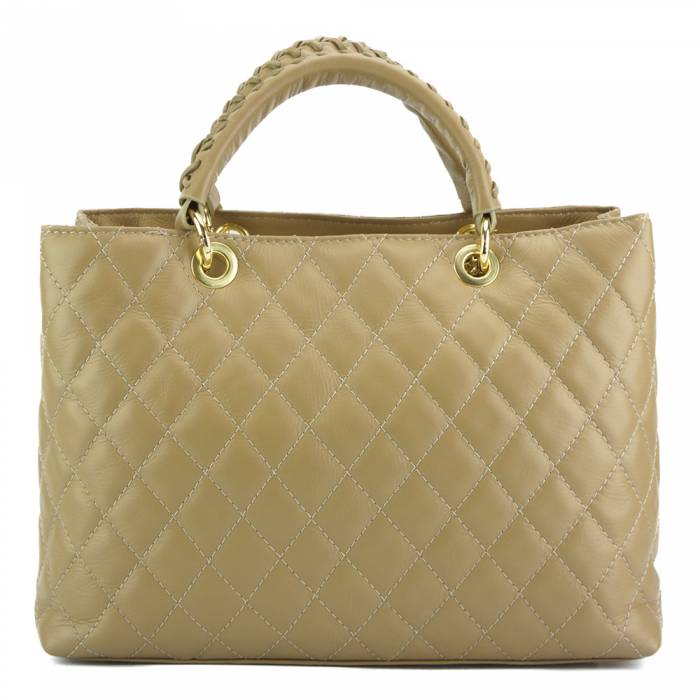 Sac à main matelassé en cuir véritable italien Letizia 