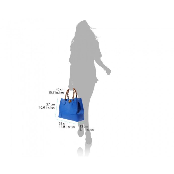 A Fabrizia leather handbag with bamboo handles and a turn-lock closure.
