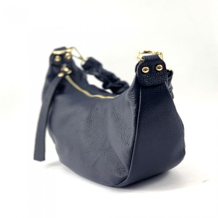 A blue Tara Small Hobo leather handbag with a single handle and adjustable shoulder strap.