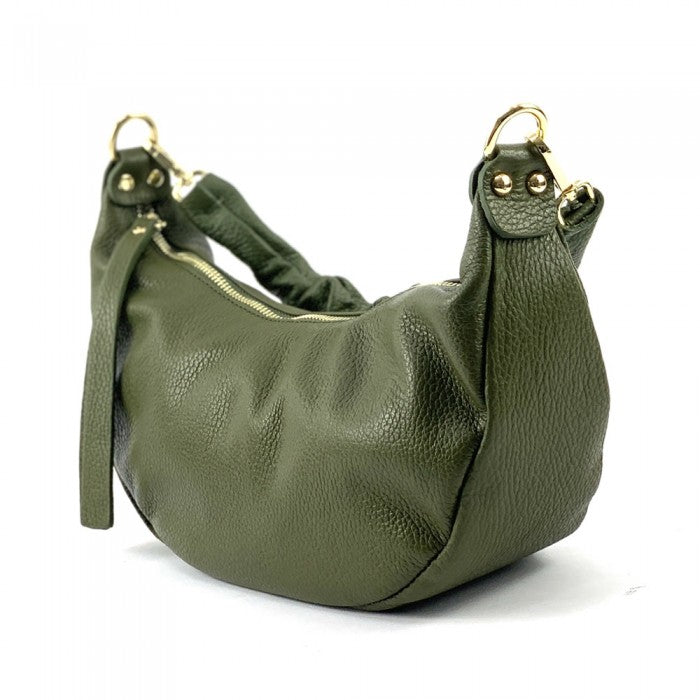 A green Tara Small Hobo leather handbag with a single handle and adjustable shoulder strap.